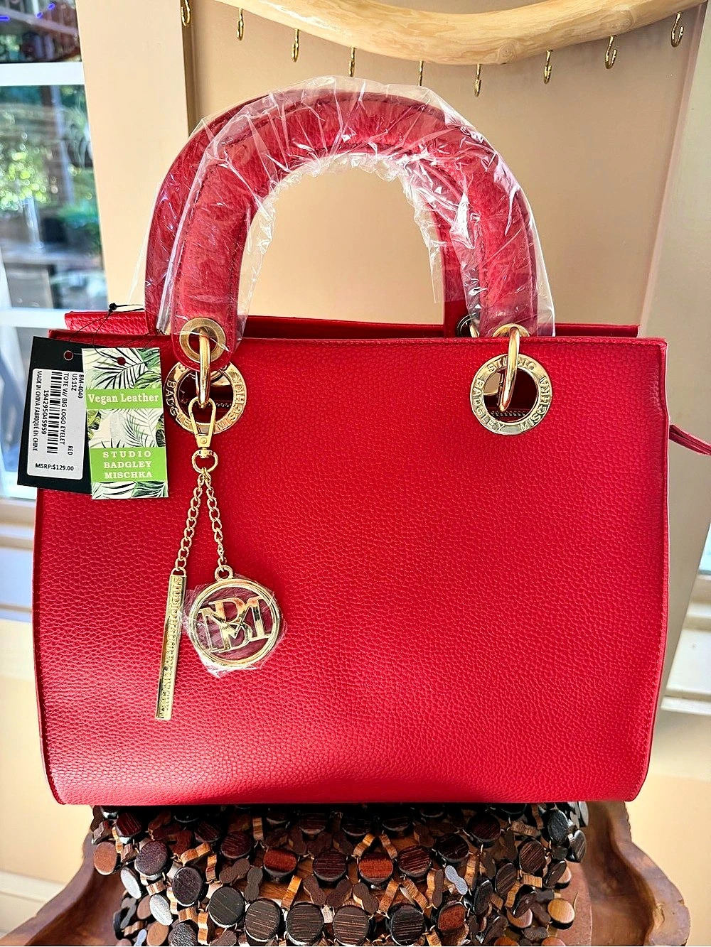 NWT MISCHKA BADGLEY Studio Audley Red Tote Handbag Shoulder Crossbody Bag Purse